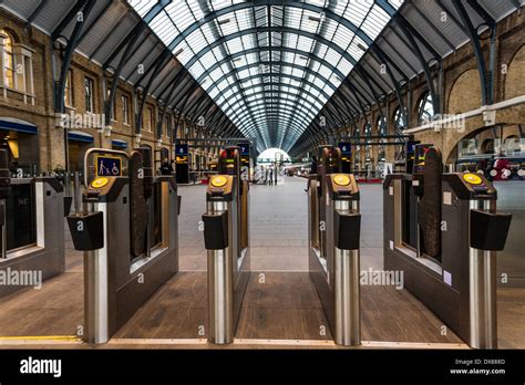 Platforms And Ticket Barrier At Londons King Cross Railway Station