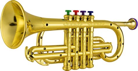 Muslady Trompeta Para Niños Trompeta De Oro Metálico Abs Con 4 Teclas