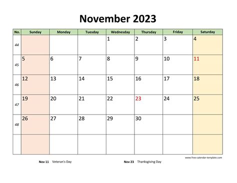 November 2023 Free Calendar Tempplate Free Calendar