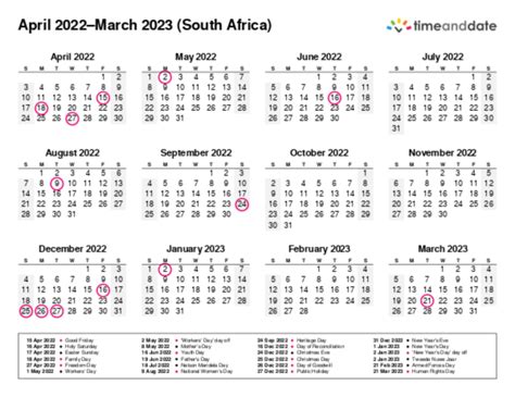 Printable Calendar 2022 For South Africa Pdf