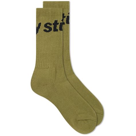 Stussy Jacquard Logo Sock Olive End