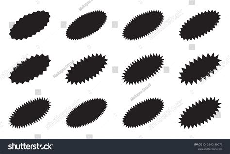 Oval Starburst Stickers Black Sunburst Badges Stock Vector Royalty