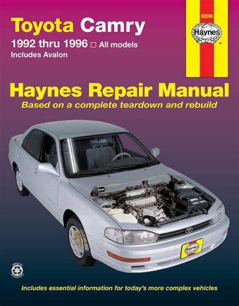 Haynes Manuals 92006 Repair Manual Toyota Camry And Avalon 92 Thru 96