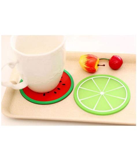 Swadec 4pcsset Fruit Coaster Colorful Silicone Tea Cup Drinks Holder