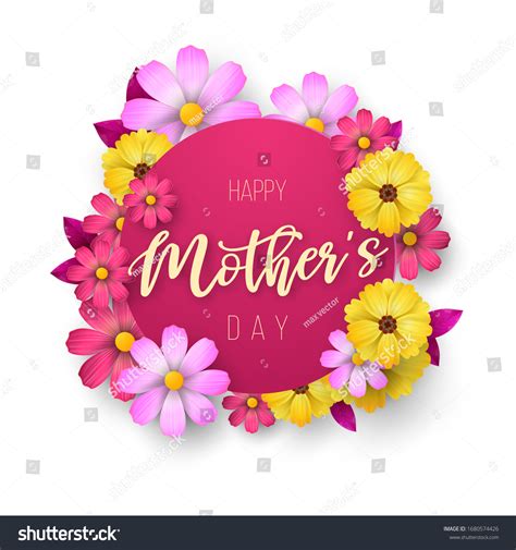 Postcard Mothers Day Paper Flowers Letter Stock Vector Royalty Free
