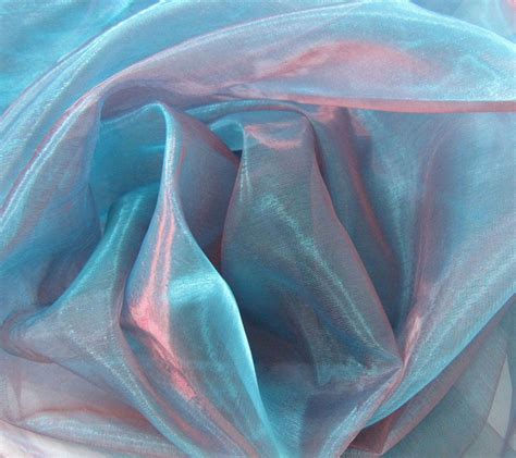 Turquoise Blue Iridescent Crystal Organza Iridescent Fabric Organza