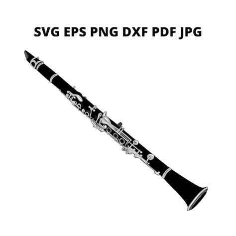 Black And White Clarinet Svg Clipart Clarinet Music Image Etsy Canada