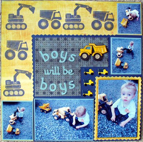 Layout Ds2 Trucking Boy Scrapbook Layouts Baby Boy Scrapbook