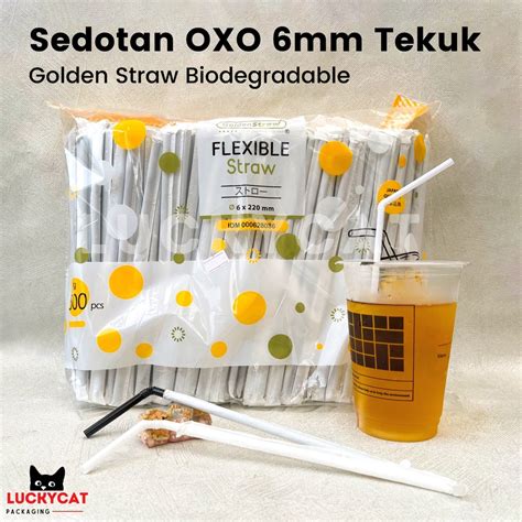 Jual Sedotan Bengkok Steril Sedotan Plastik Tekuk Sedotan Flexible 6mm X 22cm Golden Straw