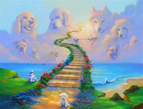 New Dogs Stairway To Heaven Diamond Painting Kit Dog Heaven Rainbow