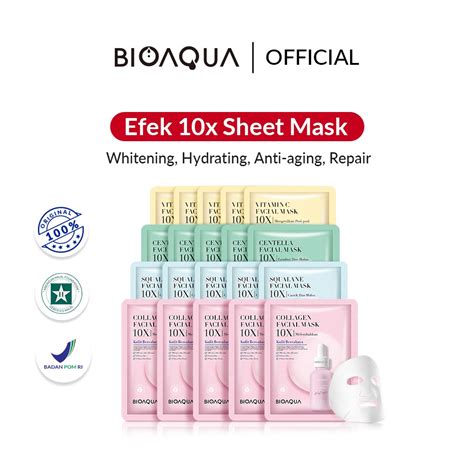 Jual Bioaqua Sheet Mask Paket Effect 10x Essence Masker Muka Glowing