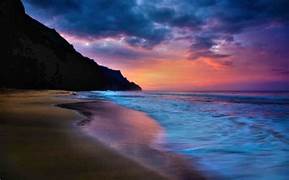 a serene sunset over the ocean,