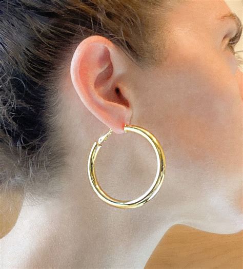 Large Chunky Gold Hoop Earrings Thick Gold Hoop Earring Etsy Australia