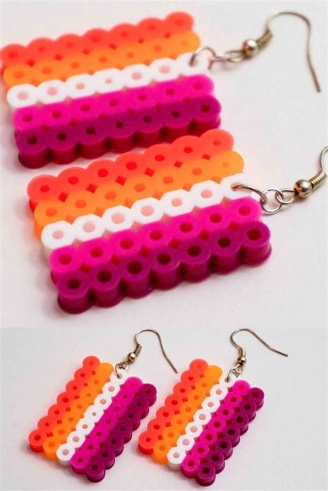 perler bead earrings just for lesbians other pride flags available like trans rainbow bi pan
