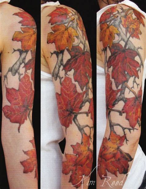 Gorgeous Shoulder Autummn Leafs Tattoos › Tattoo