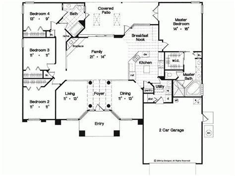 1 story 4 bedroom house floor plans floorplans click