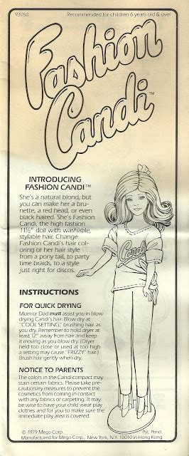 Toy Mego Fashion Candy Doll Booklet Instructions