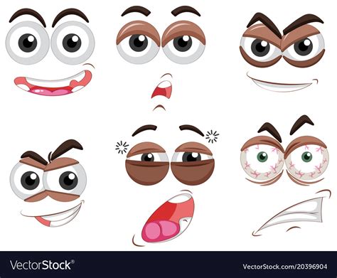 Six Sets Of Eyes With Different Emotions Vector Image