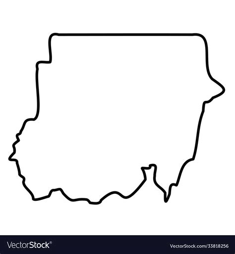 Sudan Solid Black Outline Border Map Country Vector Image