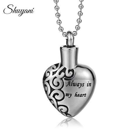 Titanium Stainless Steel Heart Carving Necklace Pendant Memory Perfume