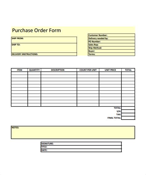 Food Order Template Excel