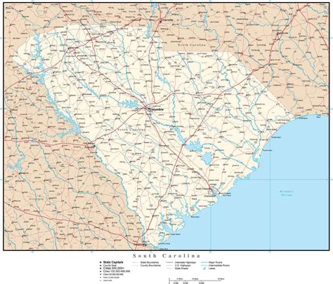 South Carolina Map With Counties And Cities Map