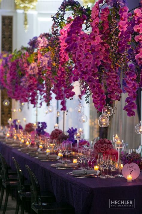 Tropical orchids can be expensive; Purple Indoor Wedding Reception | Indoor wedding ...