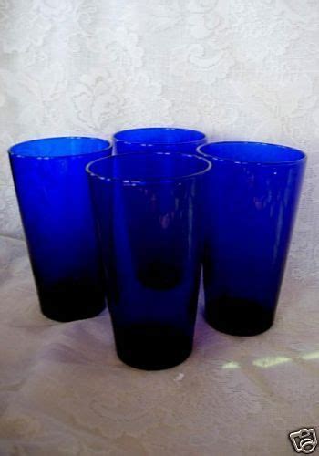 Collectible Set Of 4 Libbey S Cobalt Blue Blown Glass Tumblers Glass Glass Blowing Cobalt Blue