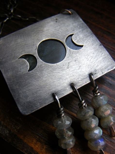 wicca pendants pagan labradorite beads necklace mystic moon necklace magick pendant