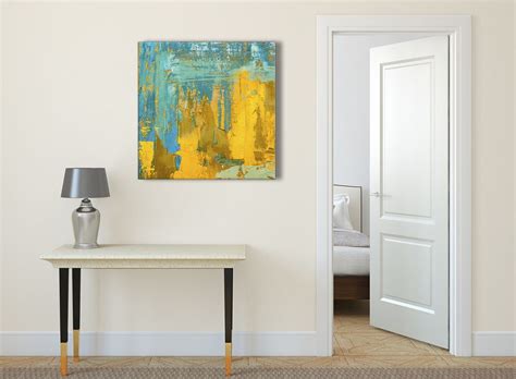So many beautiful dining sets, only one dining room. Mustard Yellow and Teal Turquoise - Abstract Dining Room ...