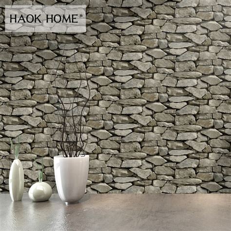 Papel Tapiz Haokhome D Stone Rolls Pvc Lt Gris Negro Piedra De Roca