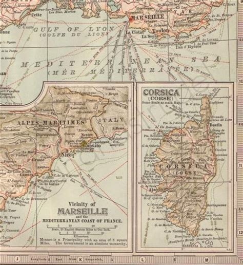 1902 Antique Map Of The Southern Part Of France France Etsy