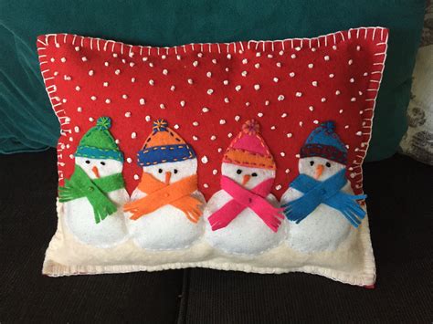 Christmas Snowmen Pillow Createdmade By Me Christmas Pillow