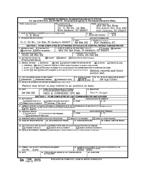 Da Form Lod Fillable Printable Forms Free Online