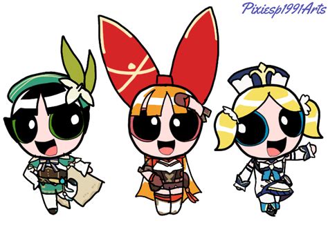 The Genshinpuff Girls By Pixiesp1991arts On Deviantart