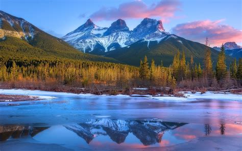 1600x1000 Nature Landscape Frost Mountain Forest Sunset Canada River