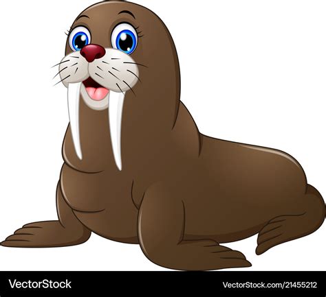 Cute Walrus Cartoon Royalty Free Vector Image Vectorstock