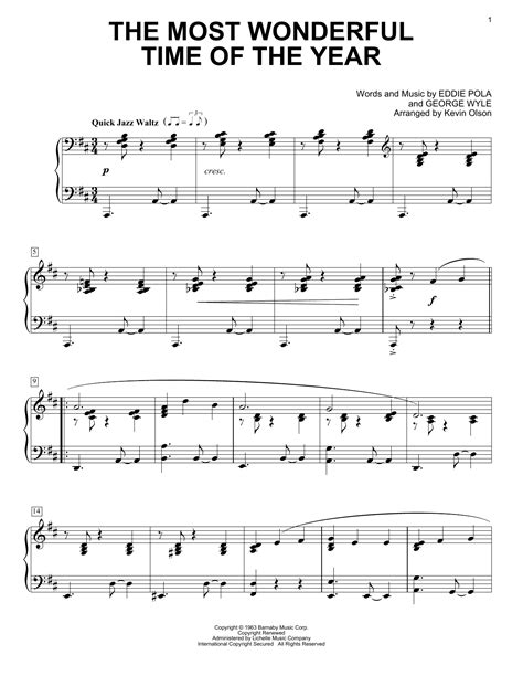 The Most Wonderful Time Of The Year Arr Kevin Olson Sheet Music