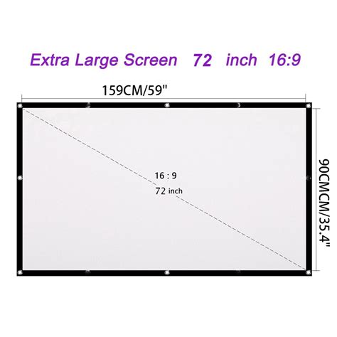Foldable Projector Screen Polyester Portable Front Rear Non Crease Home Projection Screen