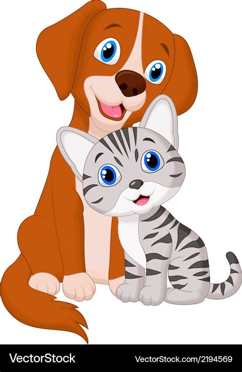 Cute Cat And Dog Cartoon Royalty Free Vector Image