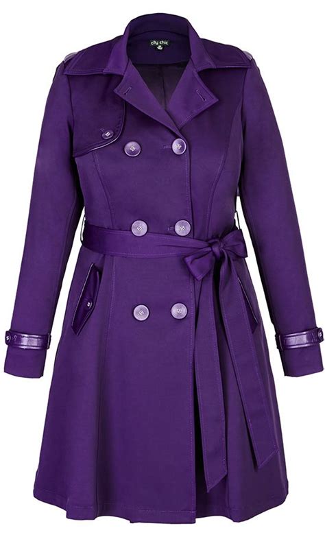 City Chic Corset Back Trench Coat Purple Womens Stylish
