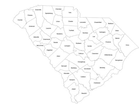 South Carolina County Map Printable