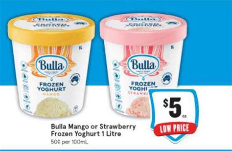 Bulla Mango Or Strawberry Frozen Yoghurt 1 Litre Offer At Iga