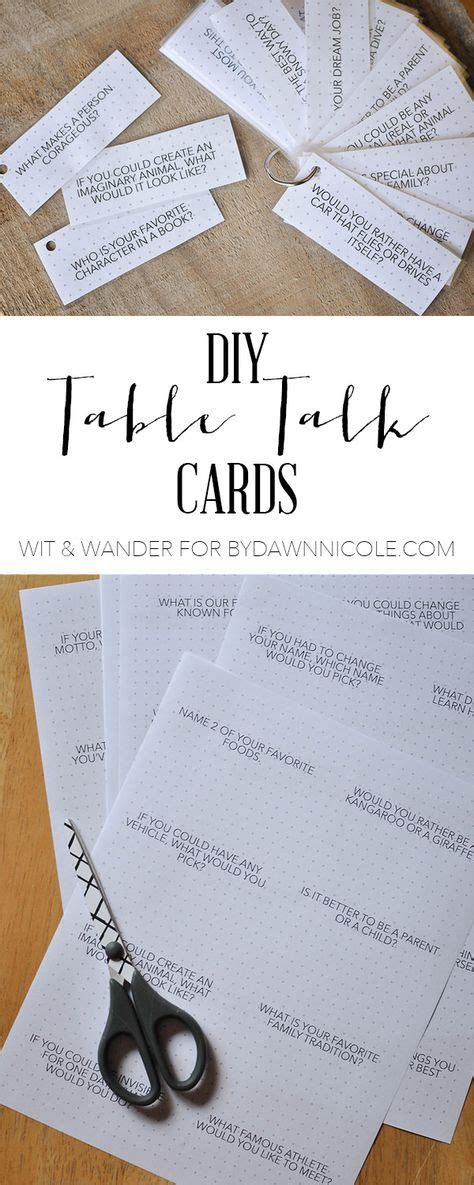 Mr and mrs.verma have gone out of station on a holidays travel and have taken vikram along with them. DIY Dinner Table Talk Cards | Dawn Nicole Designs ...
