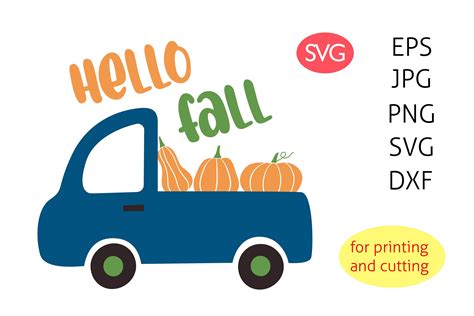 Hello Fall Svgtruck With Pumpkins Svg Graphic By Ollyta · Creative Fabrica