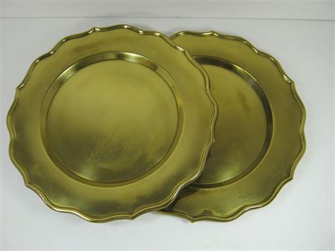 Brass Vintage Rustic Brass Plates Set2 Tarnished Patina Decor By