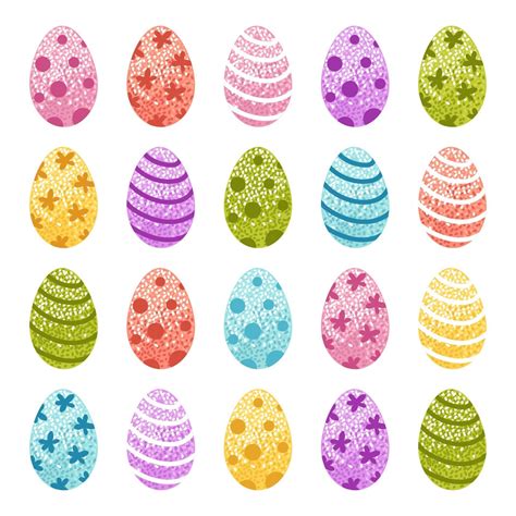 set of easter eggs bright colored collection of vector cartoon eggs with patterns 2184248