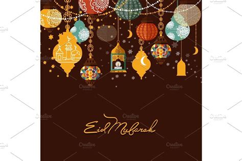Eid Mubarak Arabic Muslim Card Design Creative Daddy