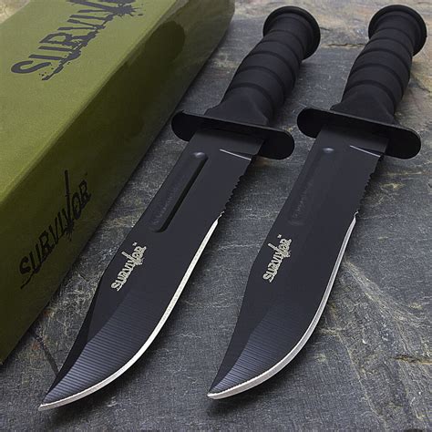 2 X 75 Military Tactical Combat Knife W Sheath Survival Hunting