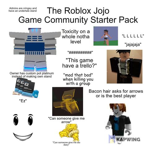 Roblox Jojo Game Community Starter Pack R Starterpacks